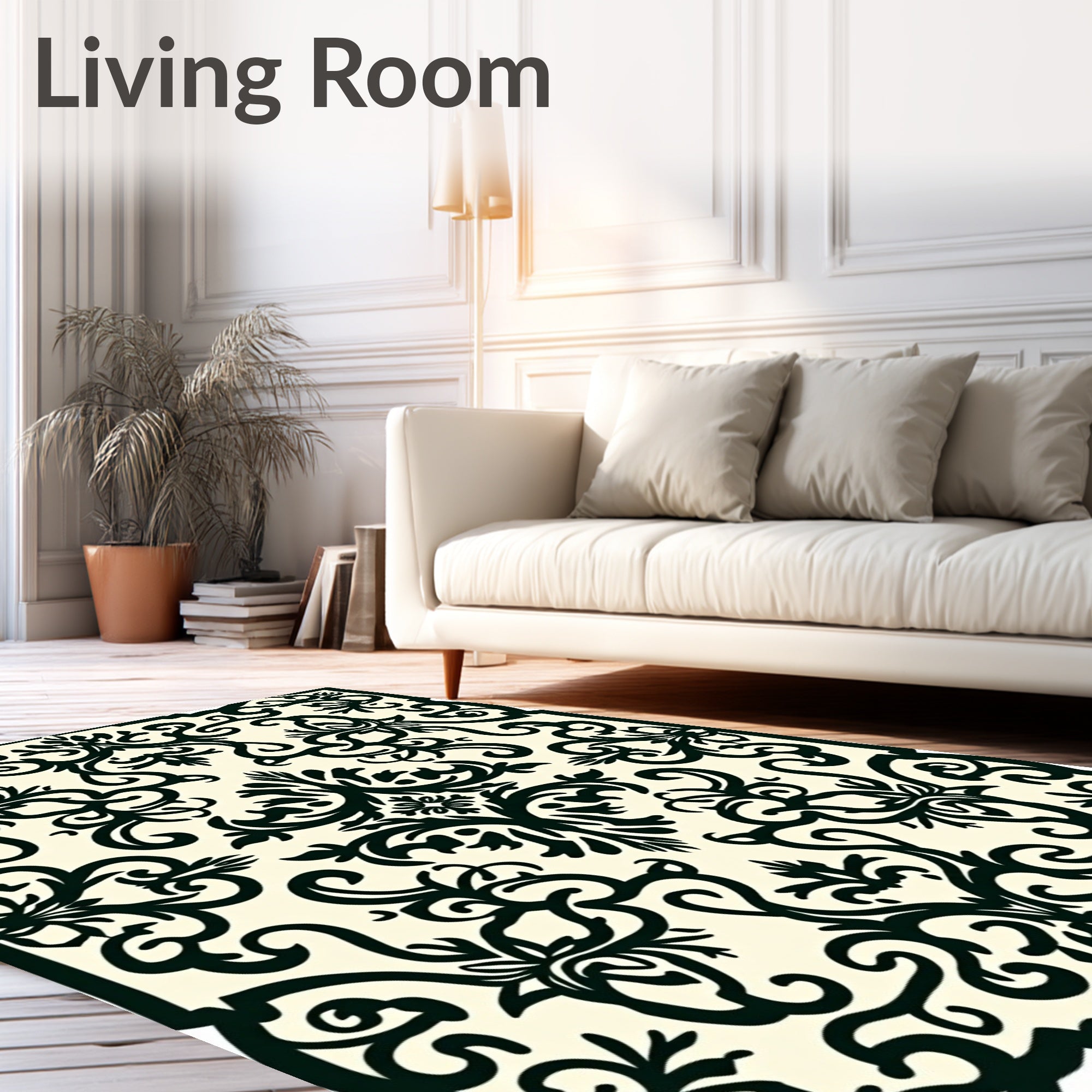 Damask Floral Patterned Classic Rug