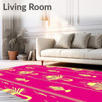 Yellow Fan Patterned Bright Rug
