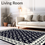 Monochromatic Cream White Geometric Pattern Design Rug