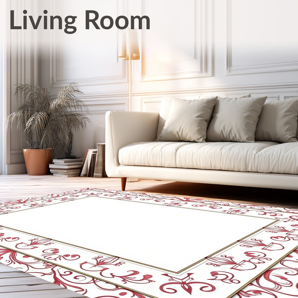 Ornate Floral Border Design Rug