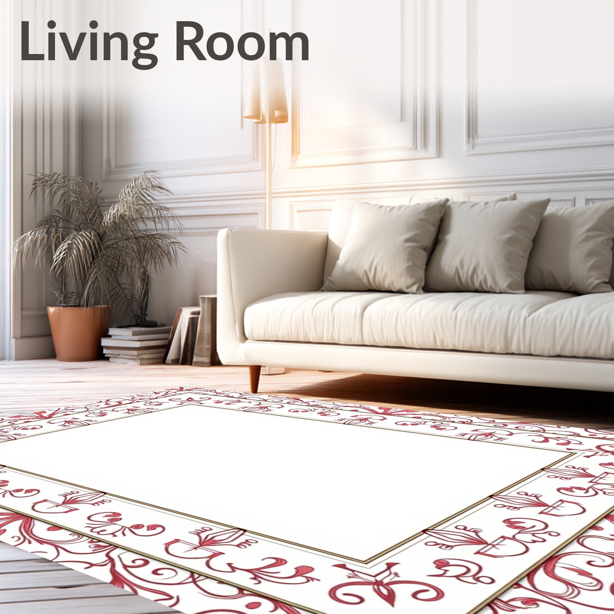 Ornate Floral Border Design Rug