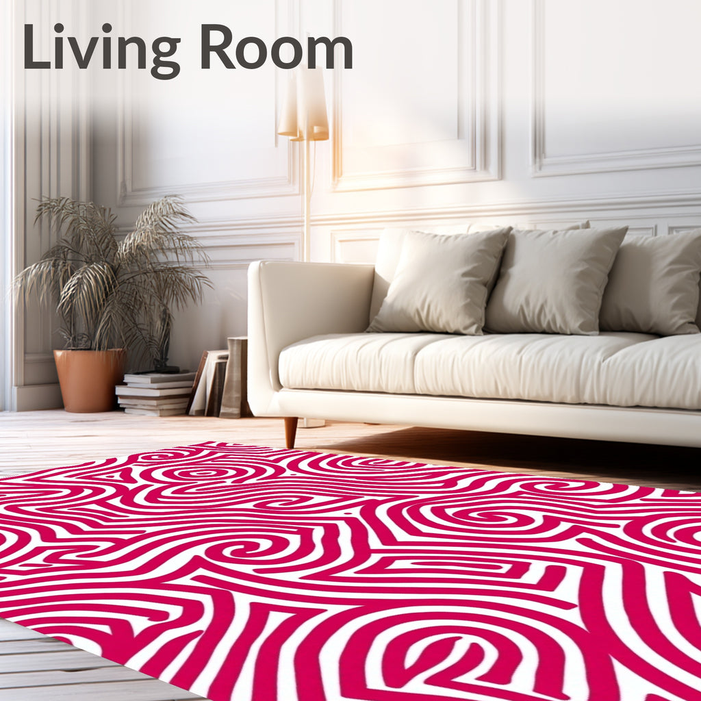 Crimson Swirl Intertwined Maze Rug