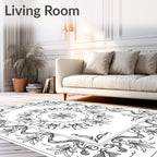 Ornate Floral Scrollwork Panel Design Rug