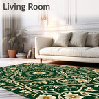 Emerald Green Floral Vine Design Rug