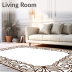 Vintage Scrollwork Botanical Border Rug