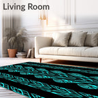 Bold Teal Tribal Stripe Pattern Rug