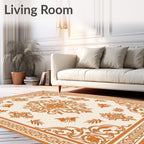 Ornate Floral Scroll Work Pattern Rug