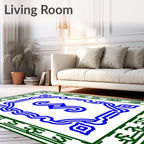 Elegant Blue Green Scrollwork Rug