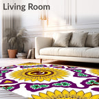 Bold Yellow Sun Floral Pattern Rug