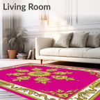Ornate Floral Gold Medallion Rug