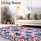 Whimsical Beetle Floral Pattern Rug