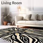 Bold Black and Gold Mandala Pattern Rug