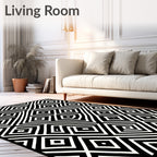 Bold Black White Diamond Pattern Rug