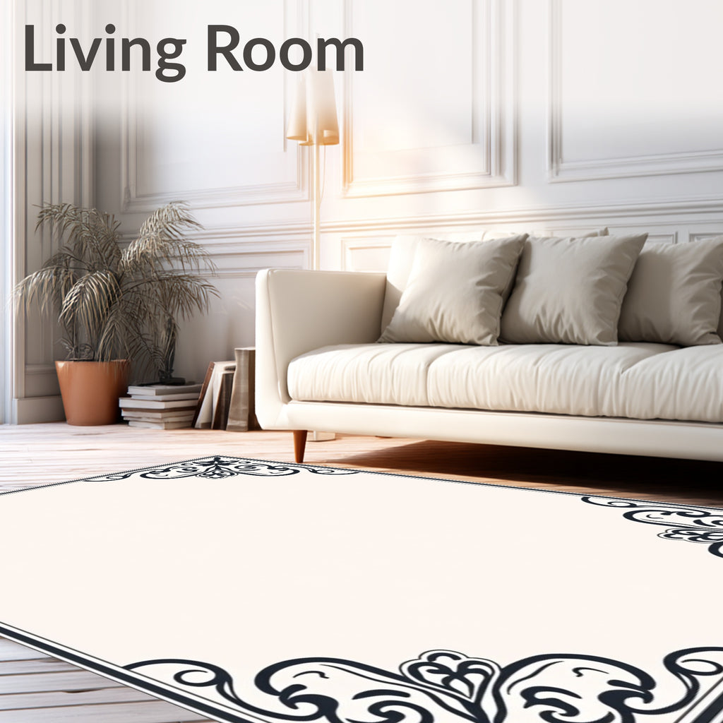 Ornate Floral Scroll Design Rug