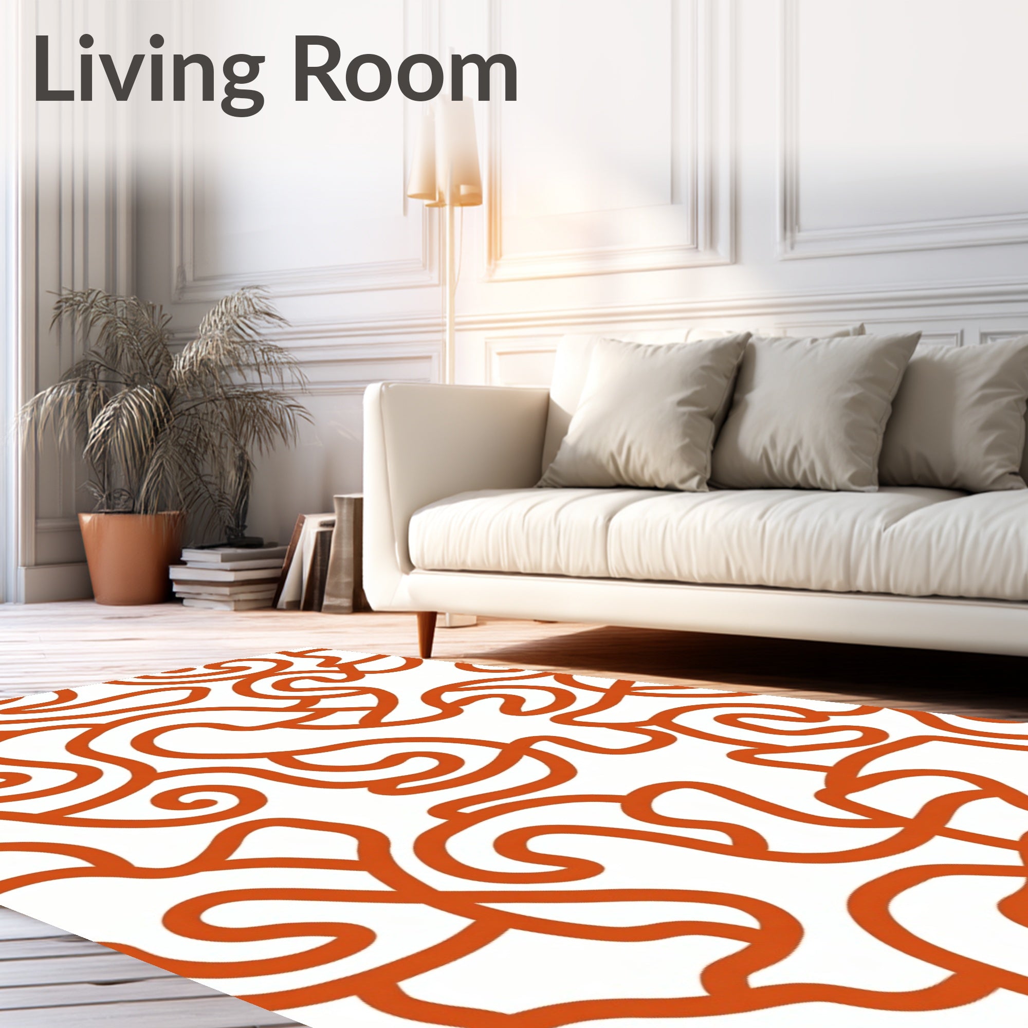 Abstract Orange Swirl Design Rug