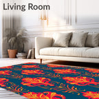 Ornate Red Gold Floral Pattern Rug