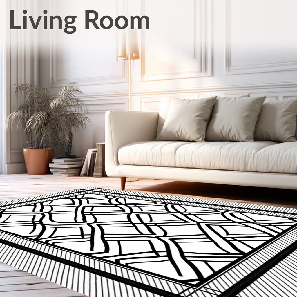 Inlaid Interlocking Diamond Pattern Rug