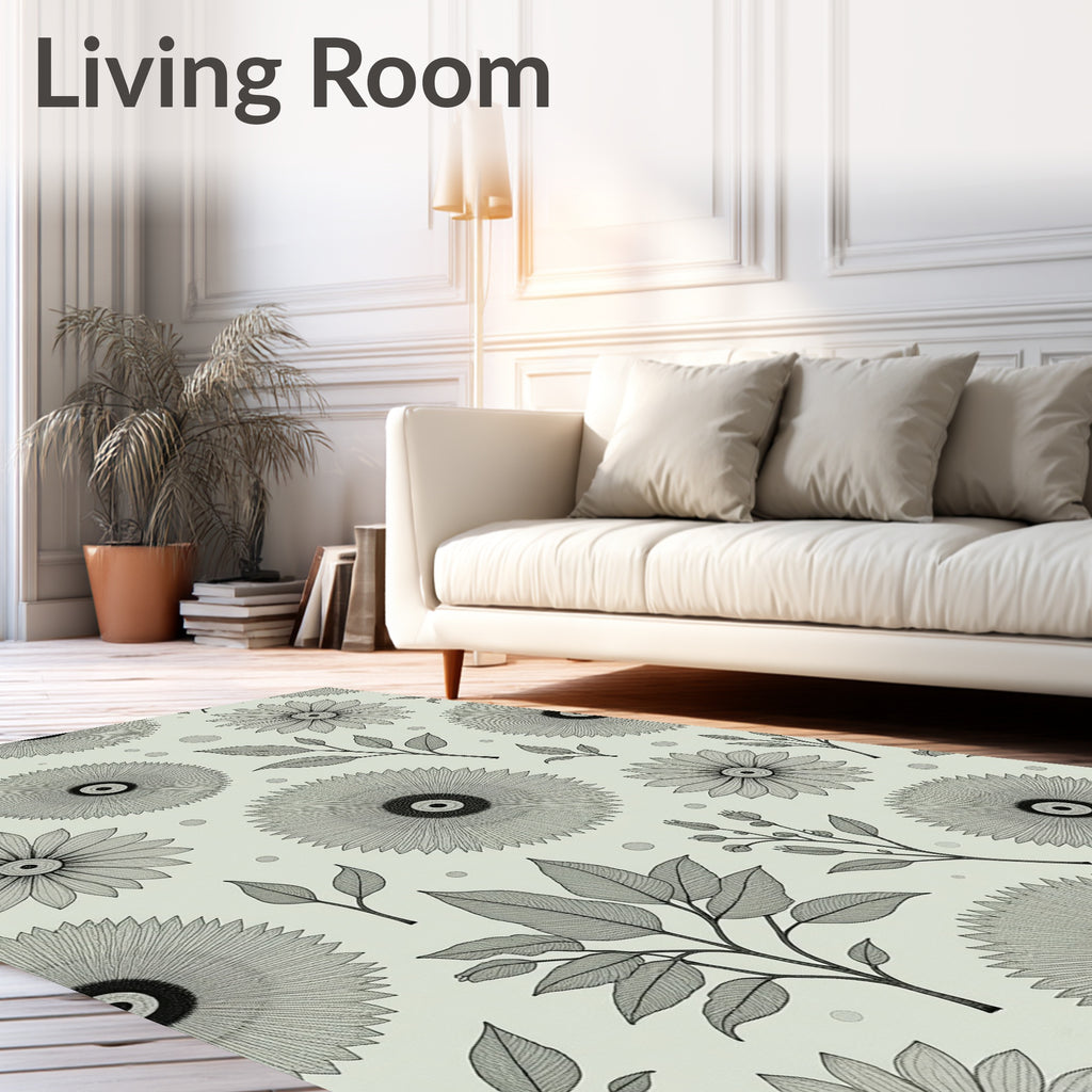 Botanical Sketch Sunburst Floral Rug