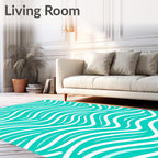 Flowing Aqua White Stripes Rug