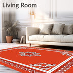 Vintage Floral and Leaf Border Pattern Rug