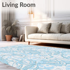Soft Blue Floral Abstract Pattern Rug
