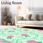 Pink Blossom Vine Whimsical Pattern Rug