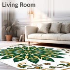 Emerald Floral Intricate Medallion Design Rug
