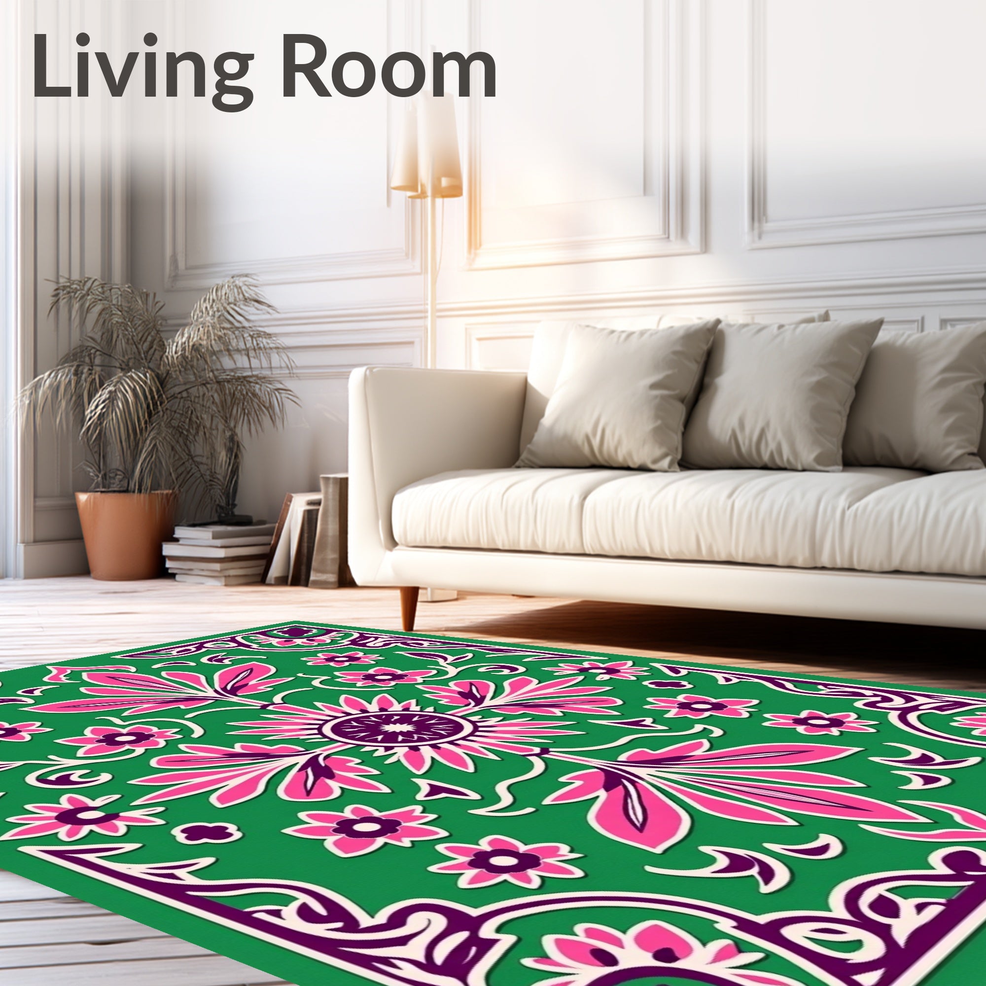 Vibrant Floral Vine Art Rug