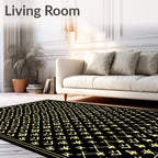 Elegant Black Gold Geometric Pattern Rug