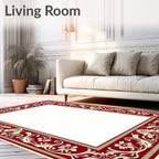 Regal Red Floral Scroll Border Rug