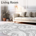 Abstract Swirl Gray White Pattern Rug