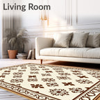 Classic Floral Motif Cream Rug