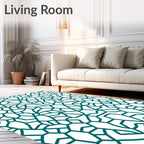 Teal Linear Intricate Connection Pattern Rug