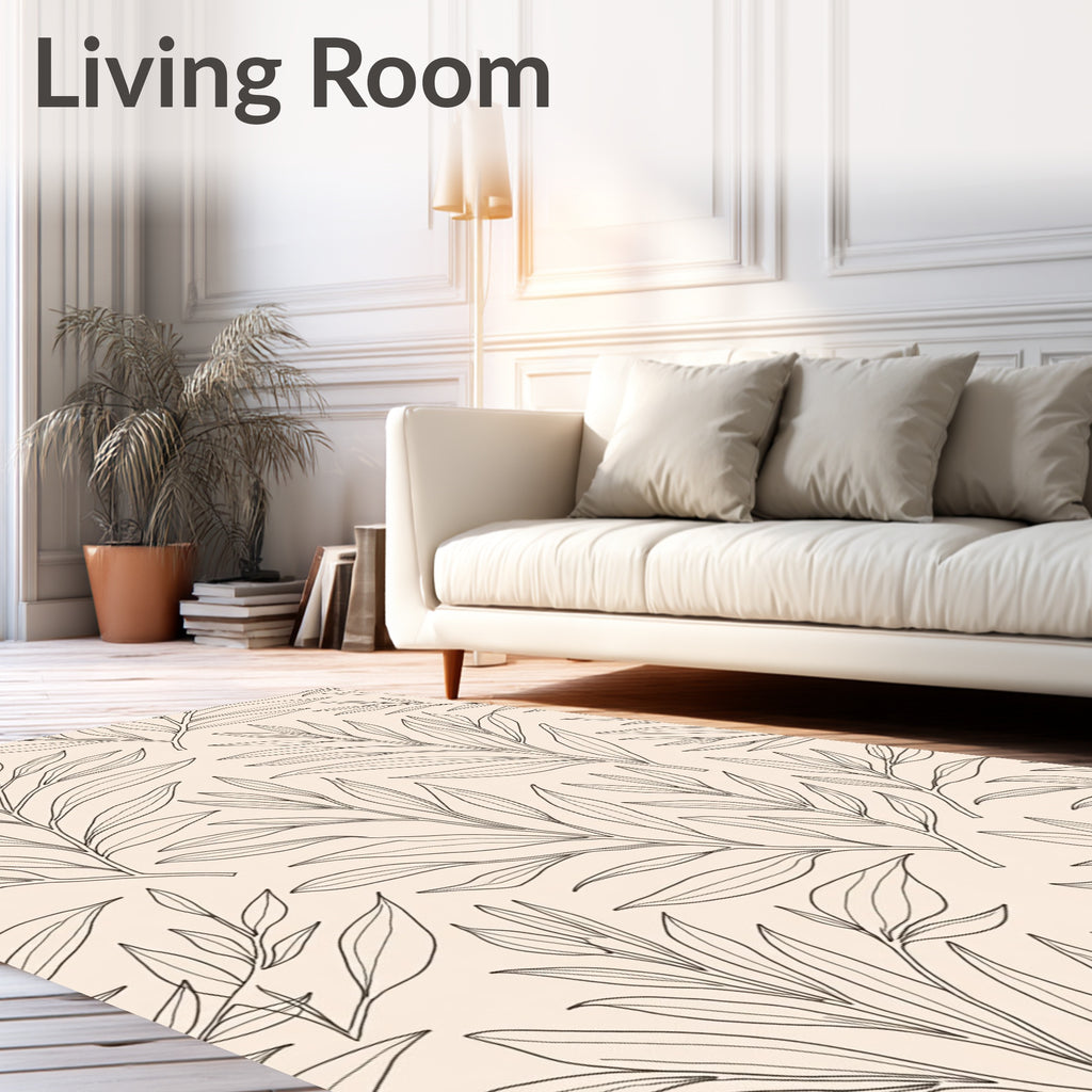 Outline Leaf Botanical Pattern Rug