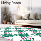Emerald Floral Vines Pattern Rug