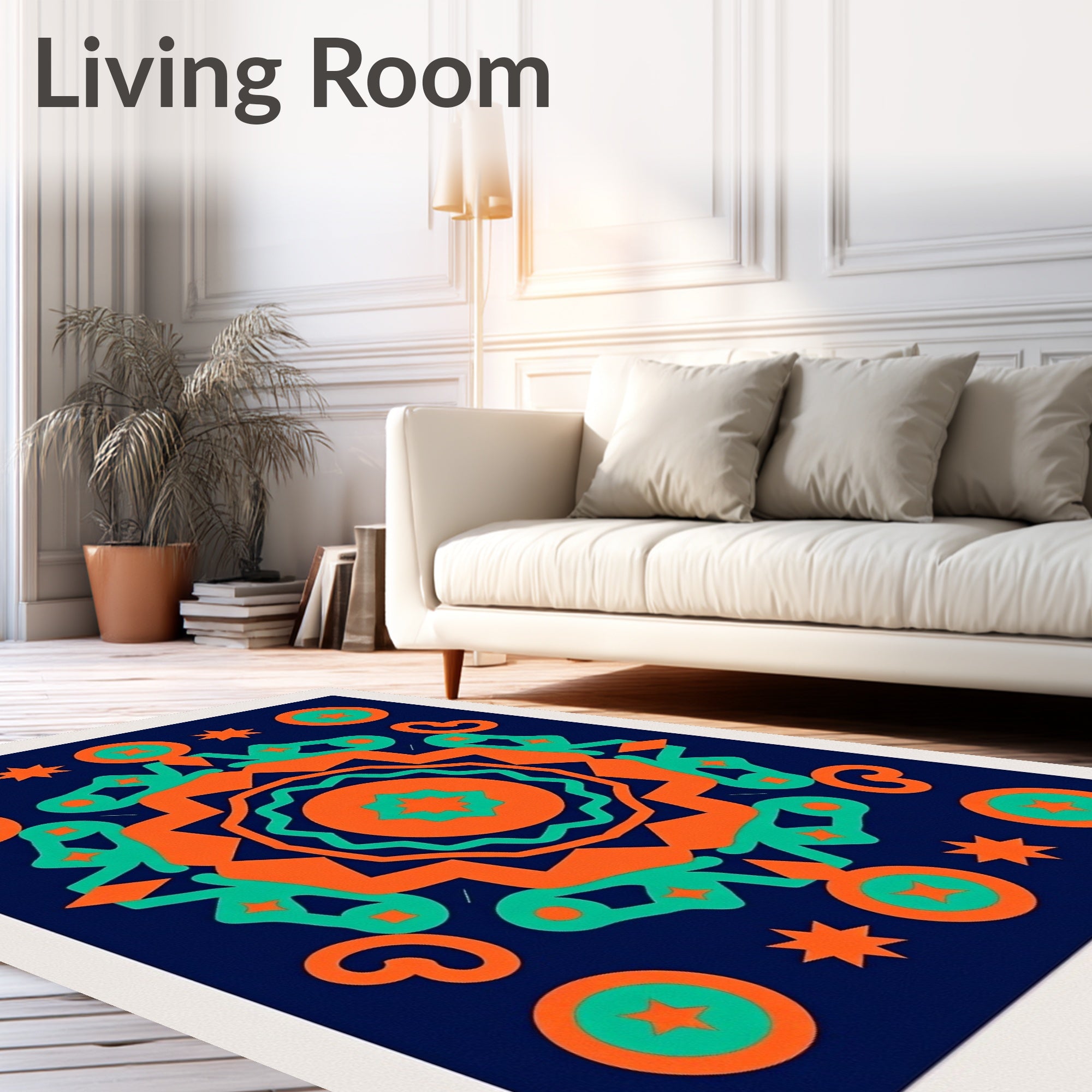 Bold Geometric Starburst Mandala Rug
