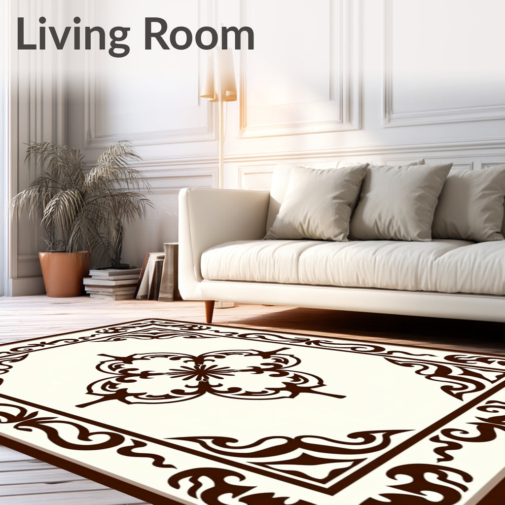 Ornate Vine Flower Central Panel Design Rug