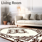 Ornate Vine Flower Central Panel Design Rug