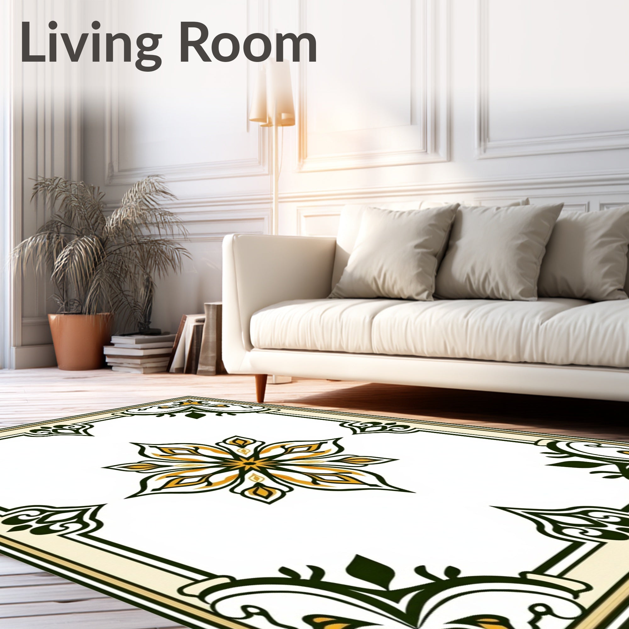 Ornate Floral Bordered Medallion Rug