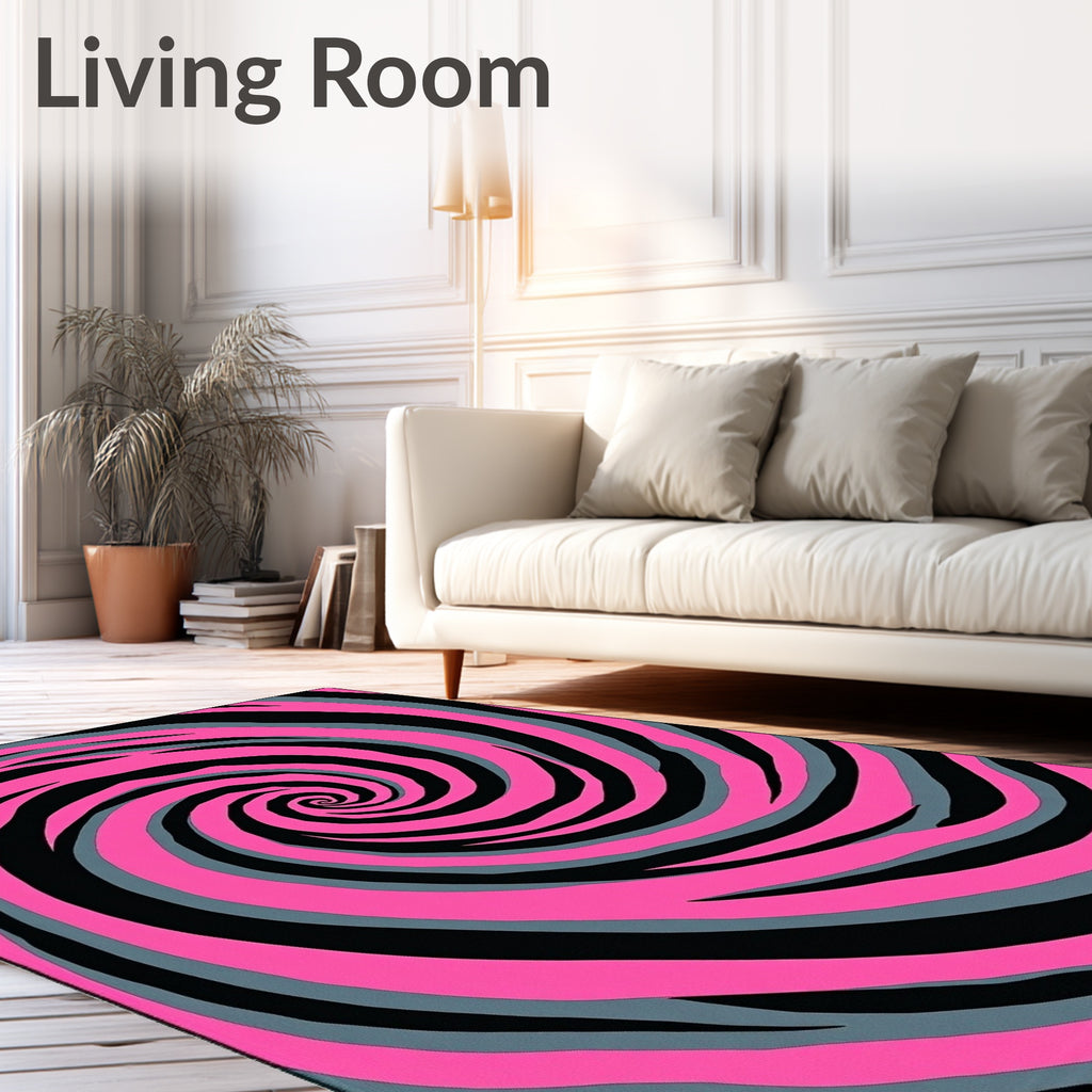 Pink Gray Black Swirl Pattern Rug