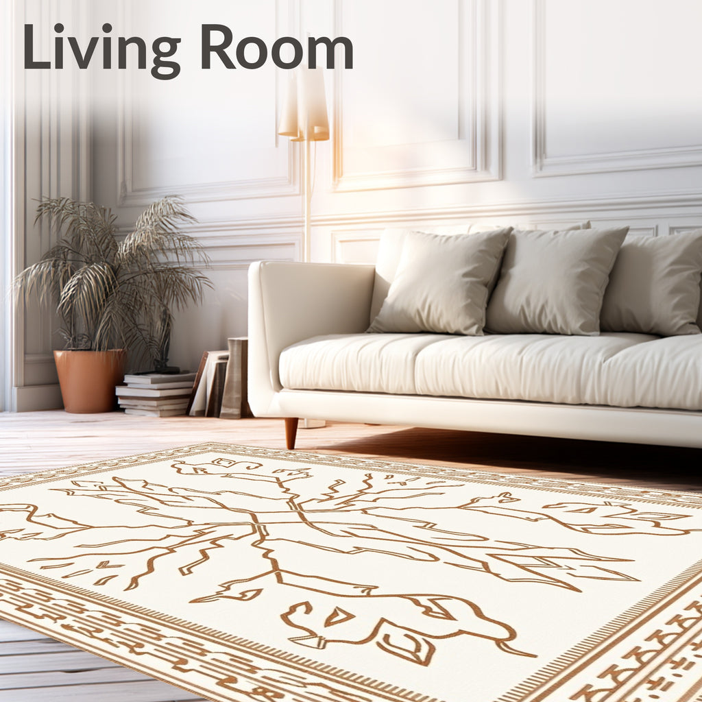 Elegant Abstract Leaf Motifs Rug