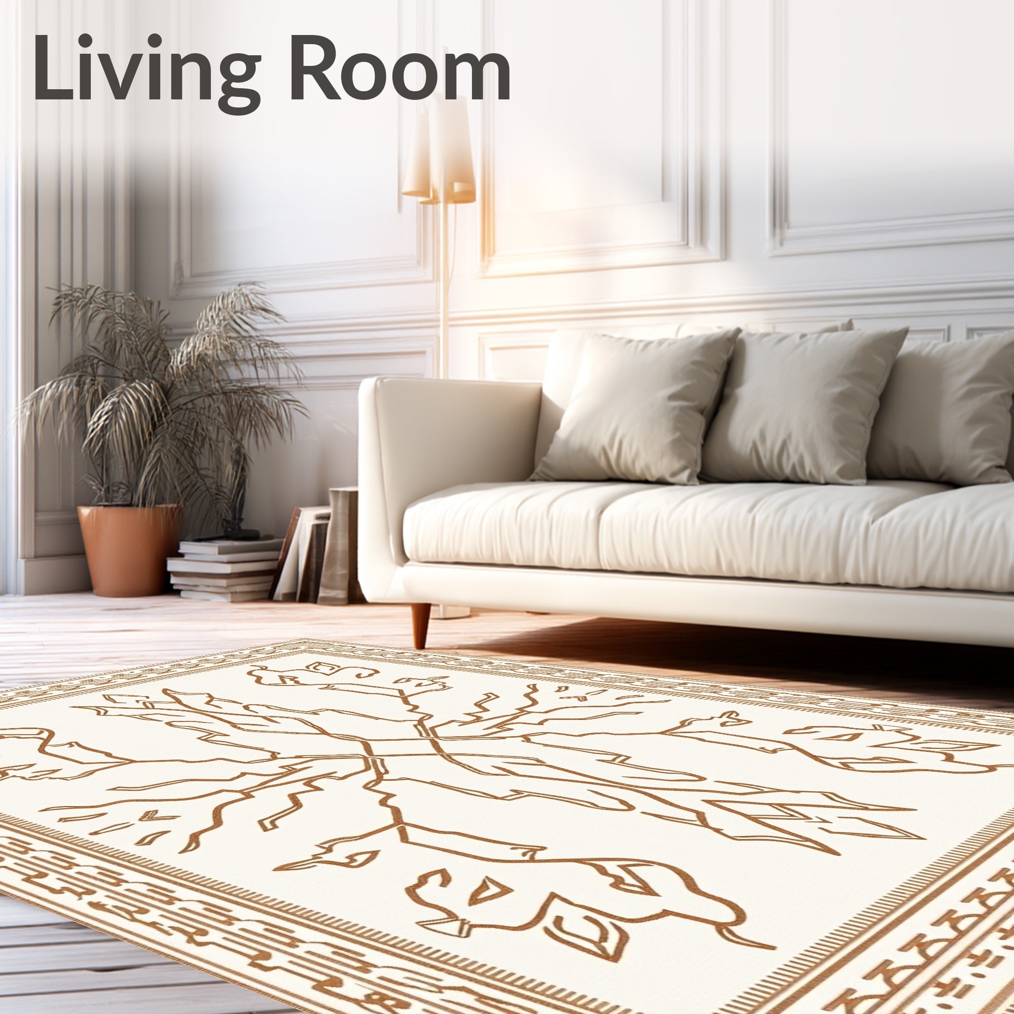 Elegant Abstract Leaf Motifs Rug