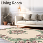 Ornate Scrollwork Botanical Classic Design Rug