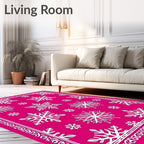 Bright Pink Snowflake Scatter Rug