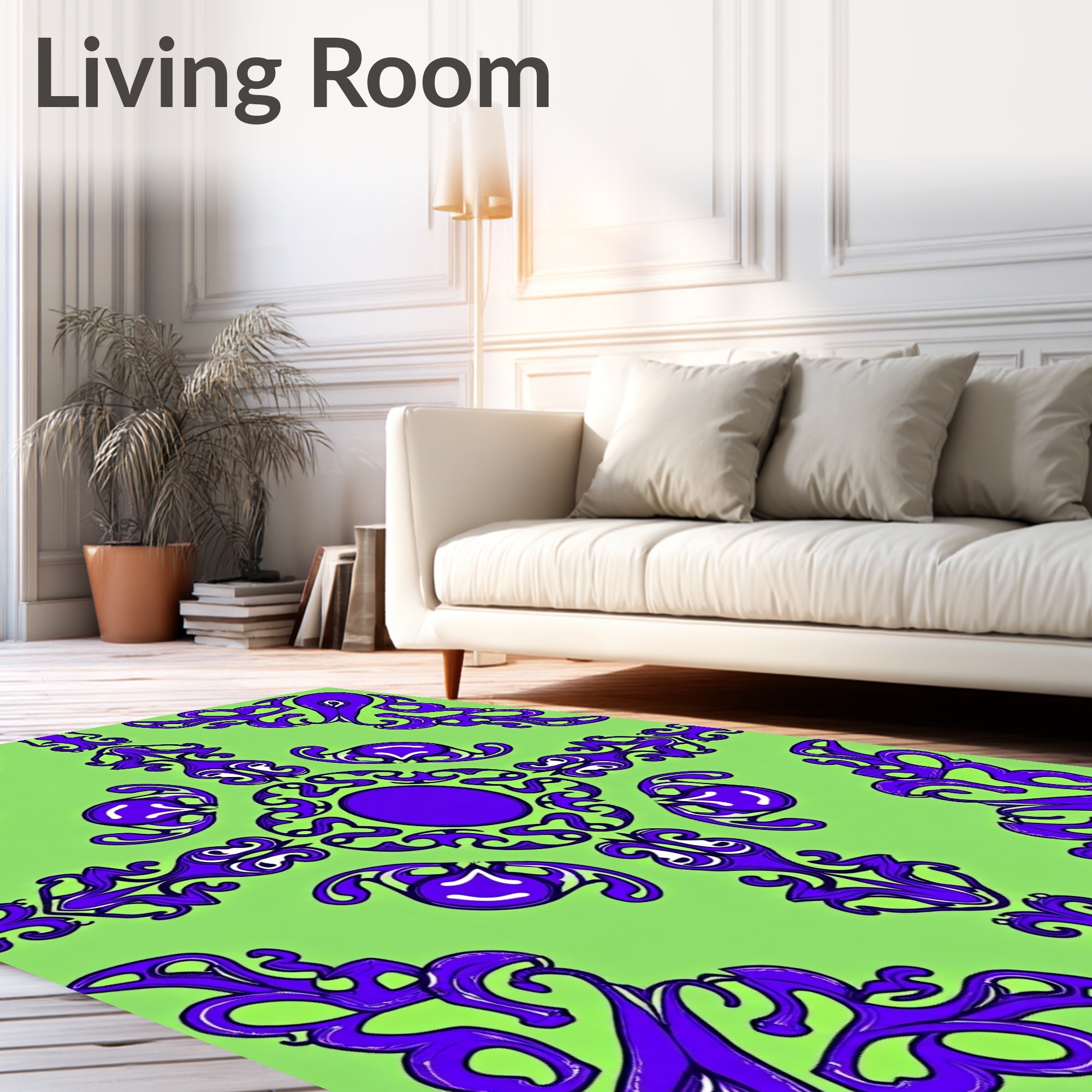 Vibrant Purple Abstract Swirl Pattern Rug