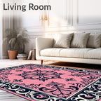 Elegant Pink Floral Intricate Design Rug