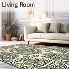 Floral Scrollwork Ornamental Liner Design Rug