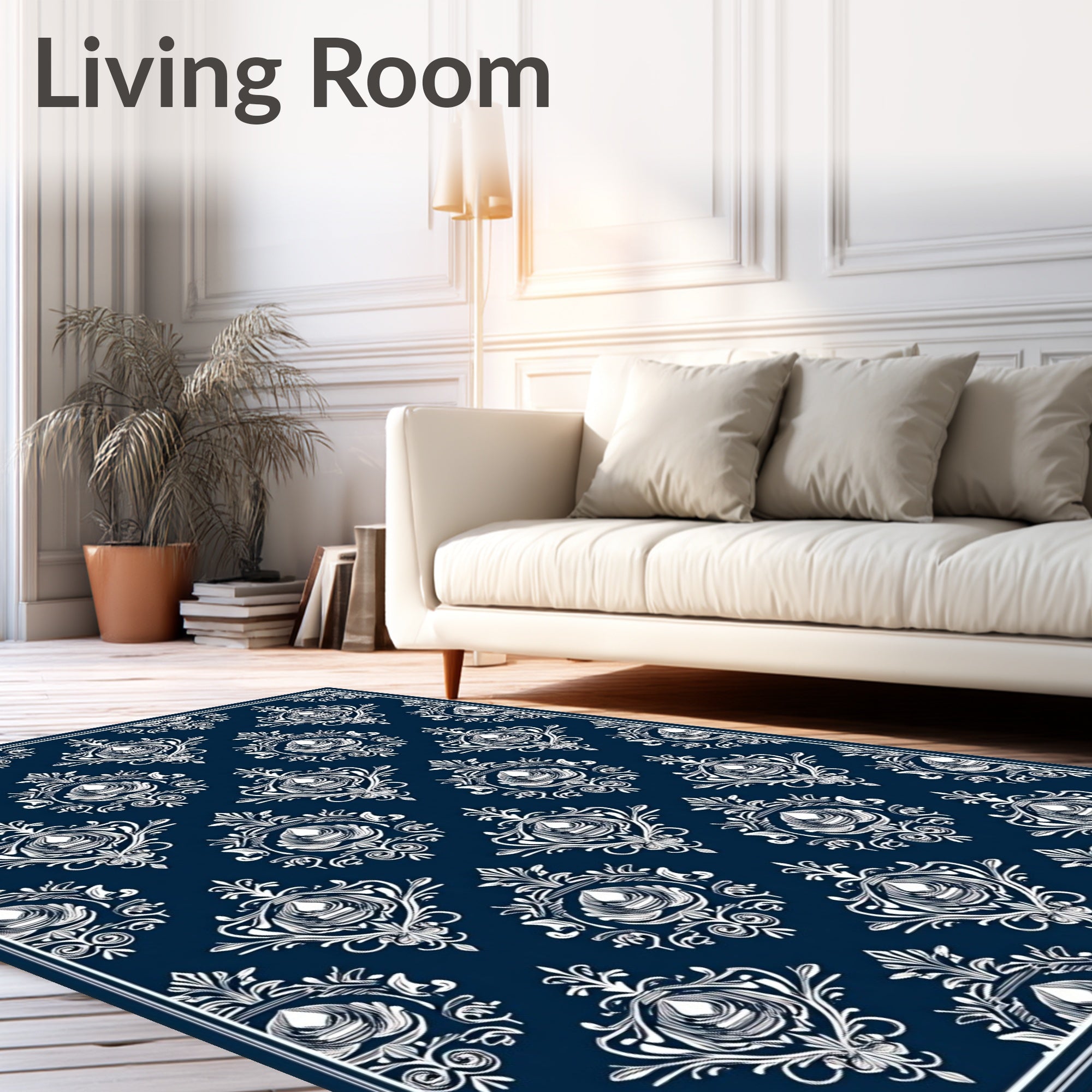 Classic Floral Damask Pattern Design Rug