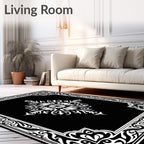 Classic White Floral Frame Design Rug