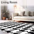 Houndstooth Pattern Contrast Rug